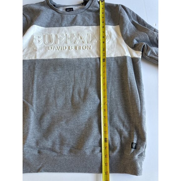 Buffalo David Bitton Gray Sweatshirt Crewneck Embroidered Logo Mens xl Cotton Bl - Picture 5 of 10